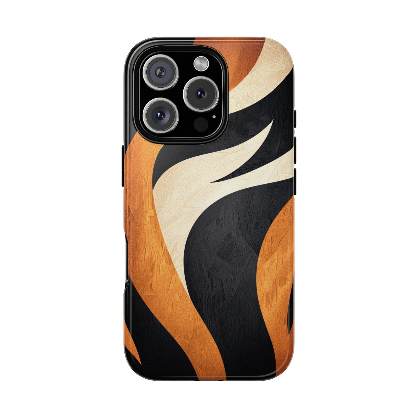 Bold Tiger Stripes Phone Case – Black, Orange & Cream for iPhone, Samsung & Google Pixel