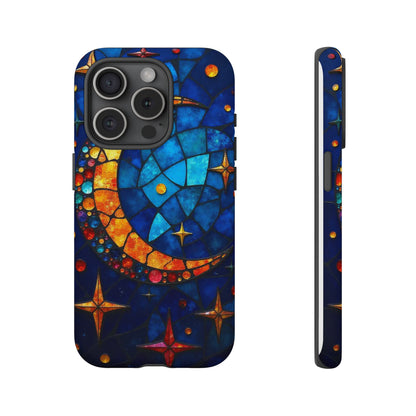 Celestial Crescent: Moon and Stars in Color