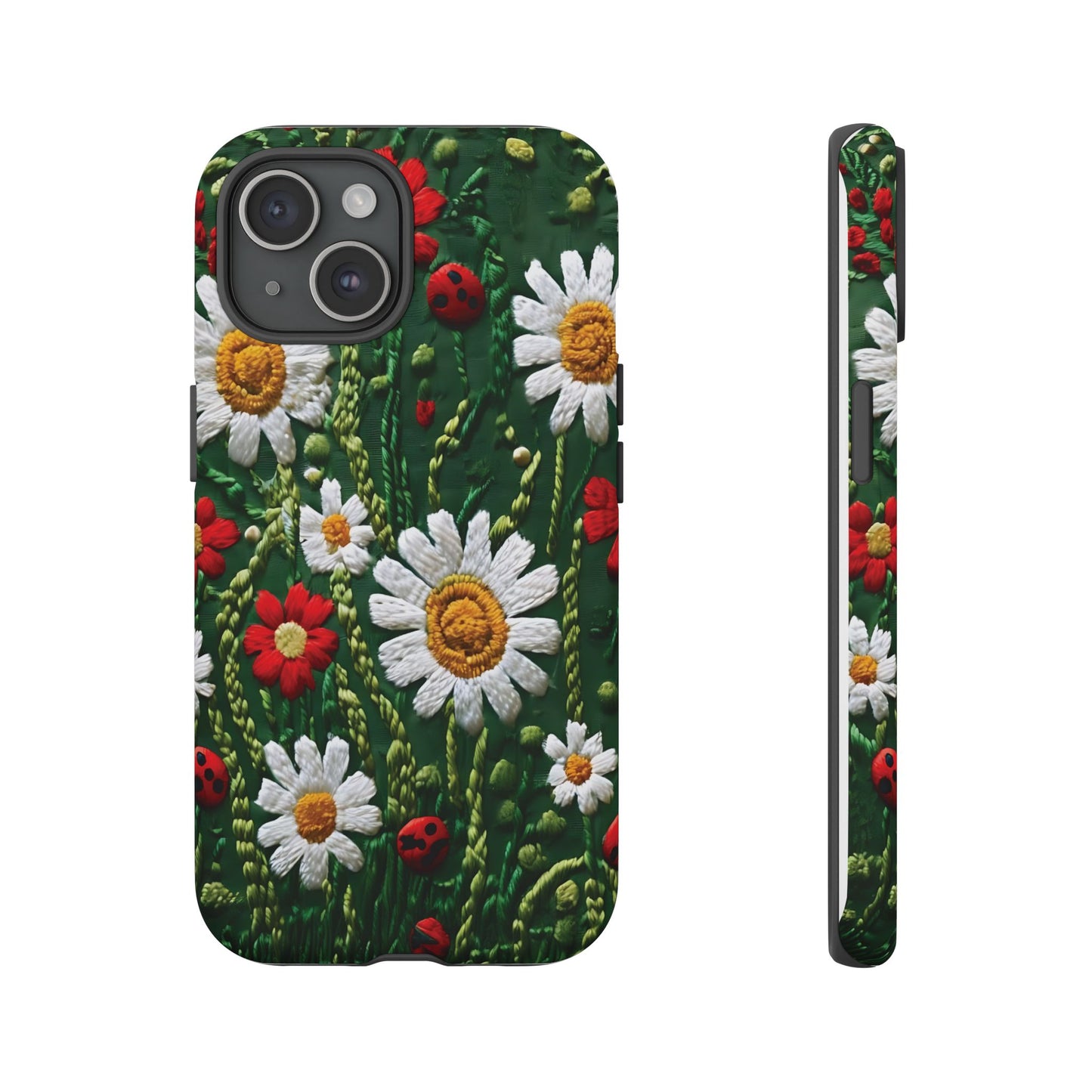 Knitted Pattern With Diamonds And Festive Motifs On Navy phone case design.