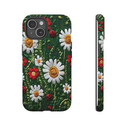 Knitted Pattern With Diamonds And Festive Motifs On Navy phone case design.
