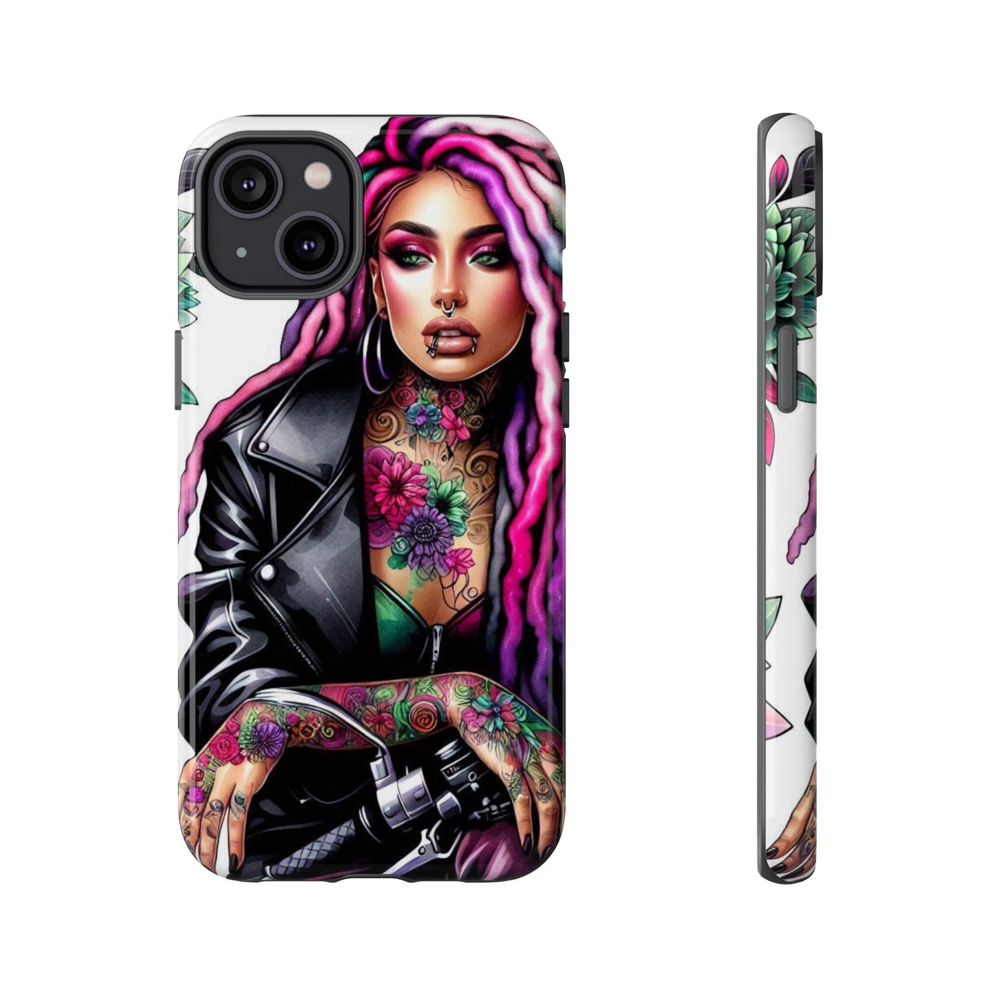 Neon Rebel – Vibrant Biker Queen Mobile Cover