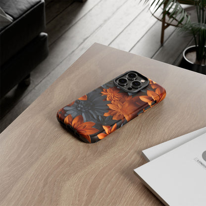 Orange & Black 3D Floral Mobile Case