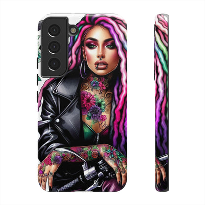 Neon Rebel – Vibrant Biker Queen Mobile Cover