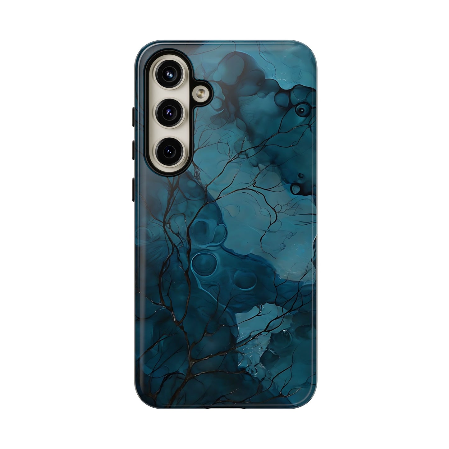 Surreal Abstract Digital Art With Deep Teal And Navy Hues phone case design