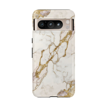 Elegant White and Gold Marble Case Design
