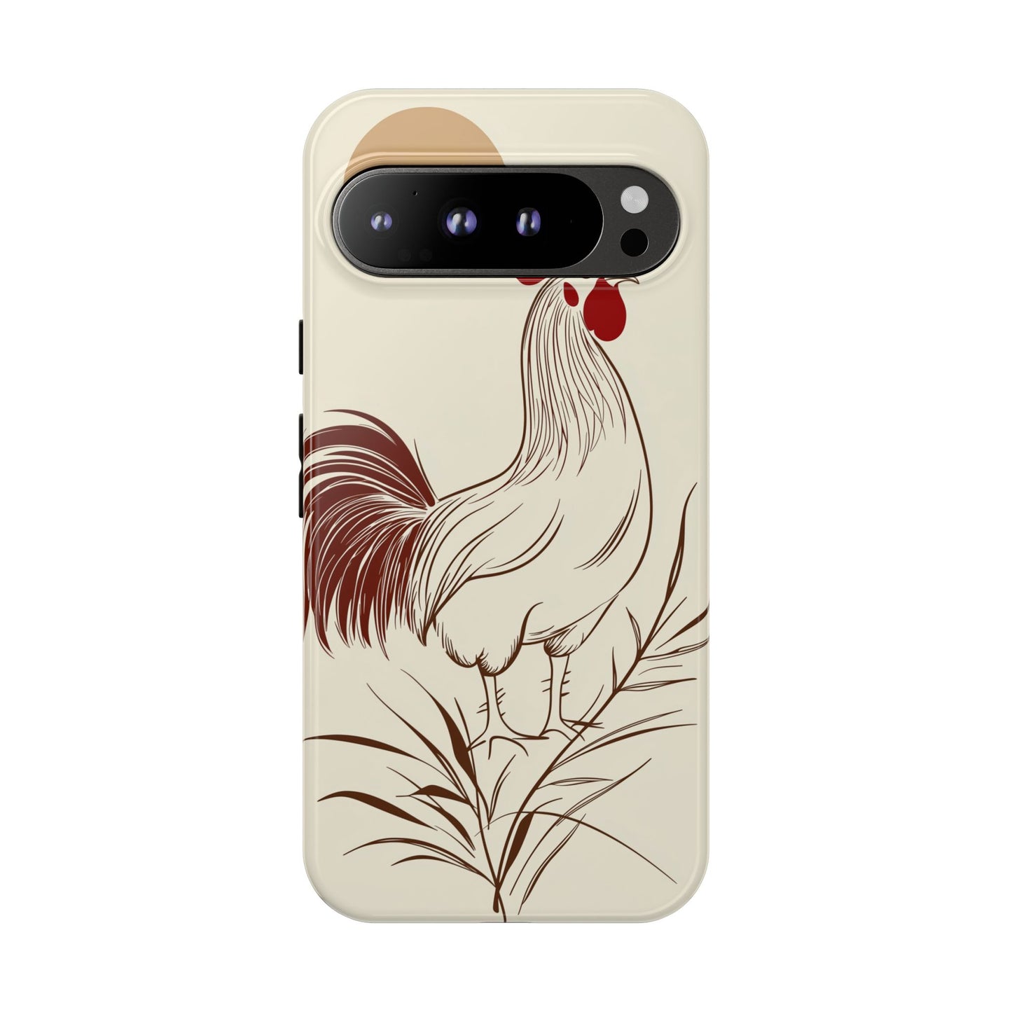 Golden Dawn Rooster: Minimalist Farmstead Charm Case for iPhone, Samsung & Pixel
