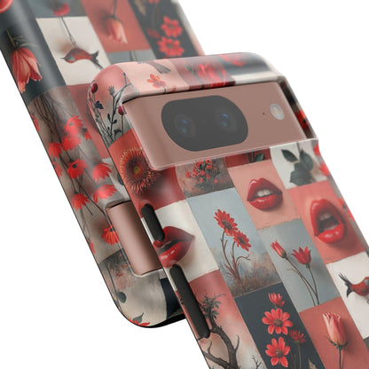 Red Flowers & Lips Collage Phone Case