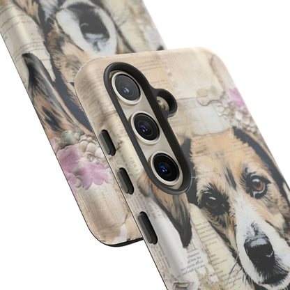 Vintage Collage Dog Portrait Mobile Cover – Artistic Mixed Media Design