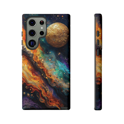 Cosmic Abstract Artwork With Dynamic Swirling Fluid Patterns phone case design.