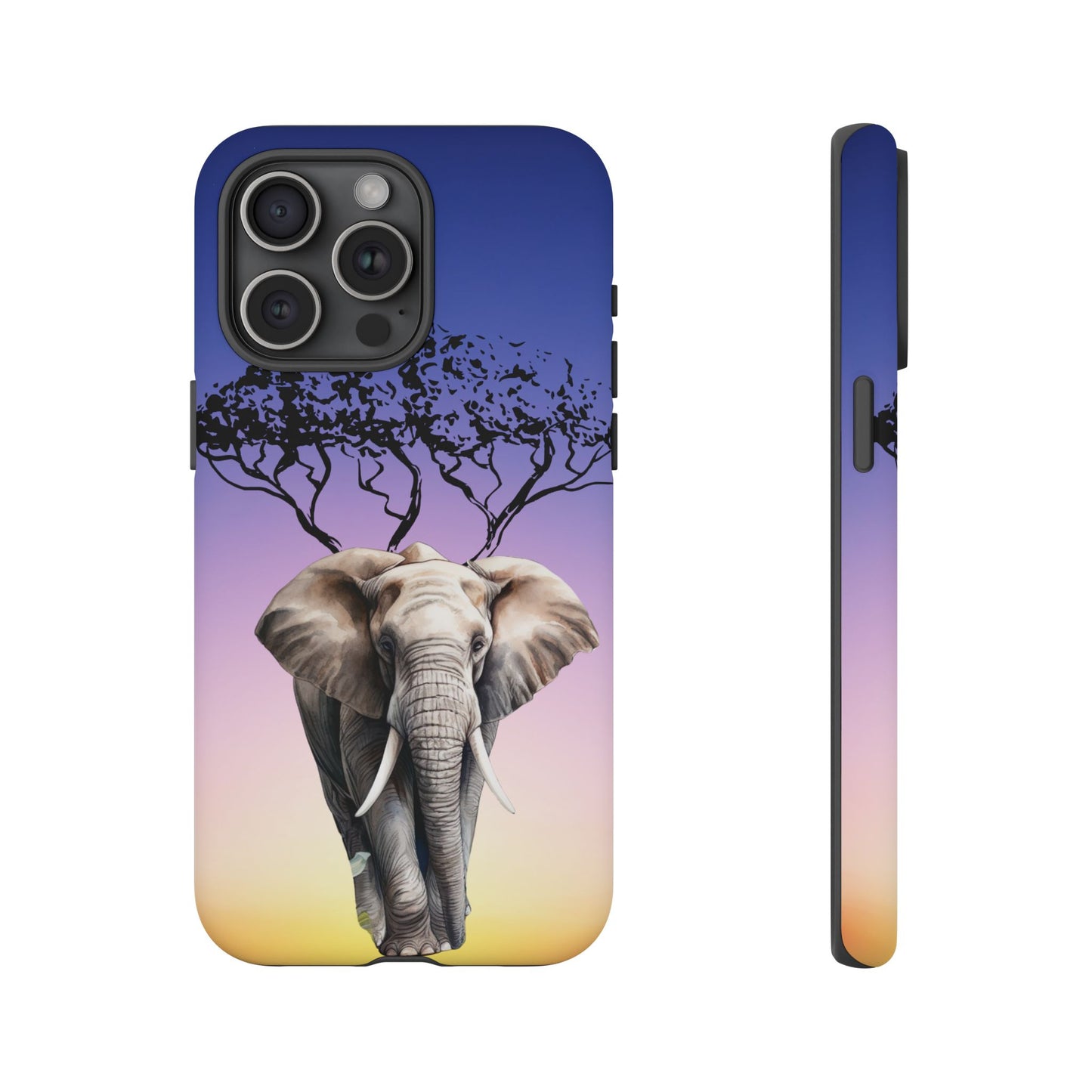 Surreal Elephant Tree Mobile Cover – Dreamy Sunset Fantasy