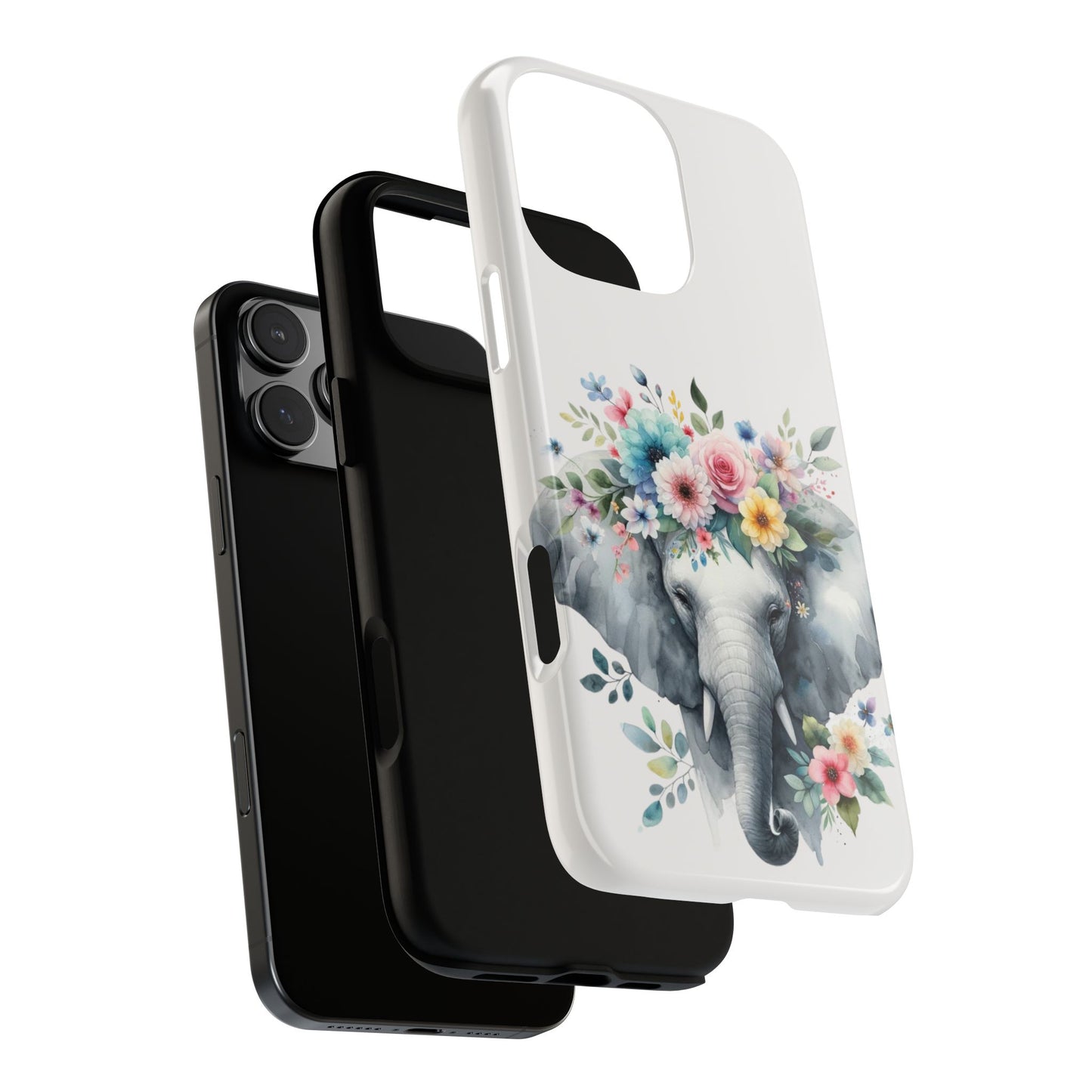 Floral Crown Elephant Mobile Cover – Elegant Watercolor Art
