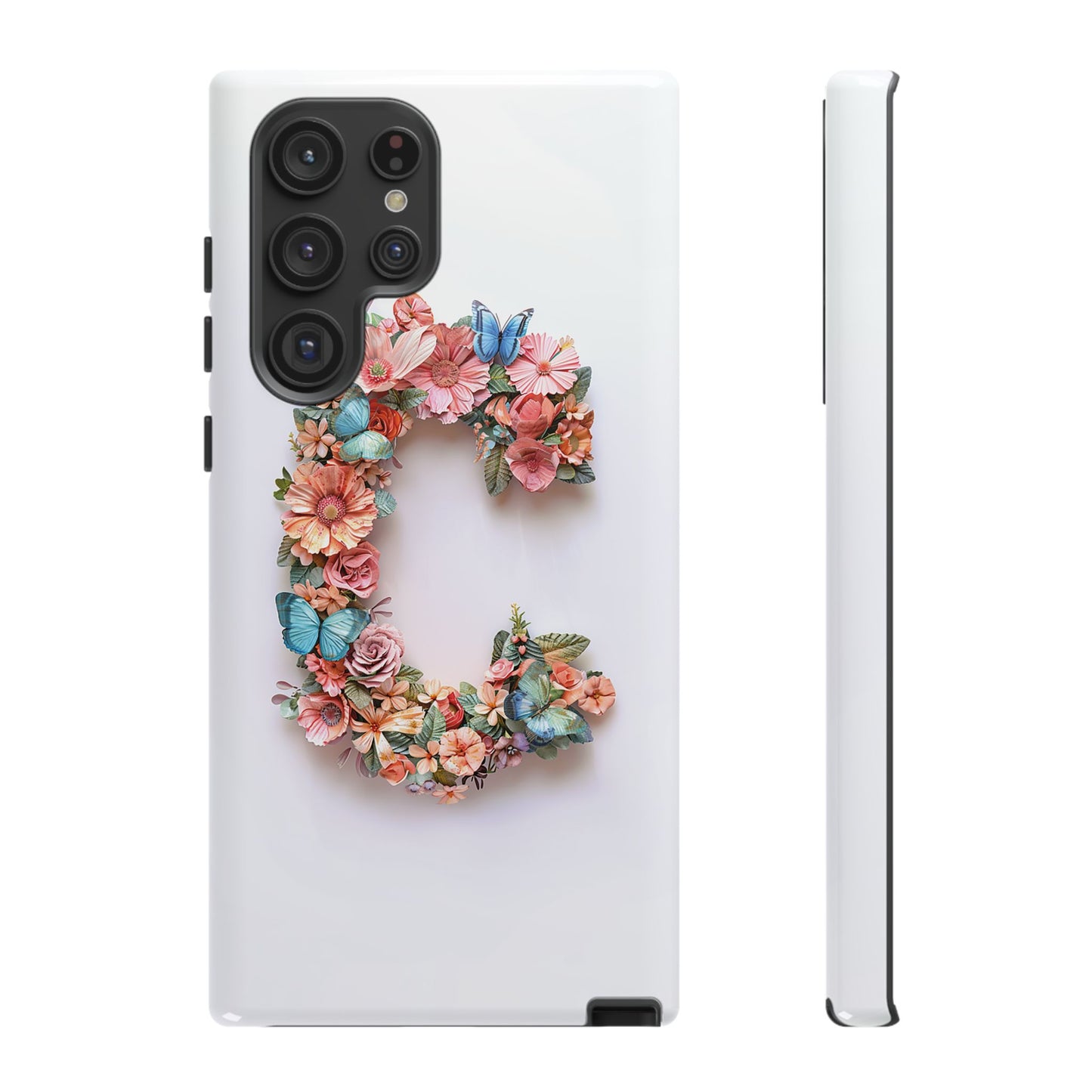 Floral Letter C Phone Case – Personalized Aesthetic Cover for iPhone, Samsung & Google Pixel