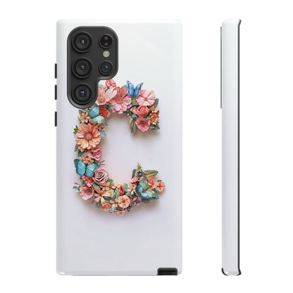 Floral Letter C Phone Case – Personalized Aesthetic Cover for iPhone, Samsung & Google Pixel