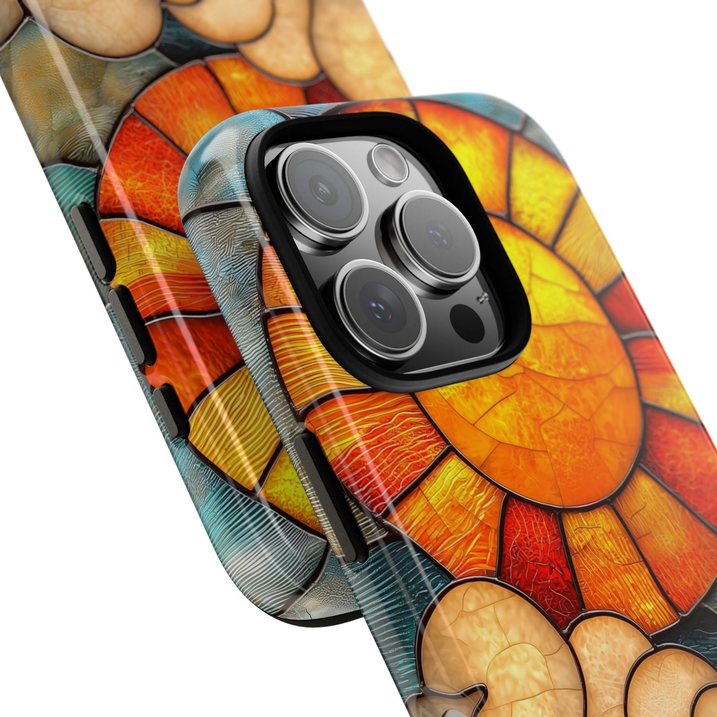 Modern Stained Glass Phone Case – Warm Tones & Abstract Landscape for iPhone, Samsung & Pixel