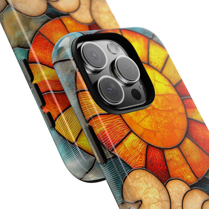 Modern Stained Glass Phone Case – Warm Tones & Abstract Landscape for iPhone, Samsung & Pixel
