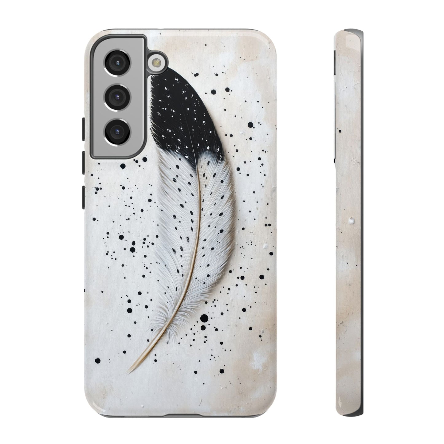 Elegant Owl Feather Phone Case – Black & White for iPhone, Samsung & Google Pixel