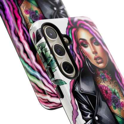 Neon Rebel – Vibrant Biker Queen Mobile Cover