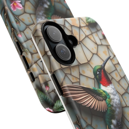Vivid Hummingbird with Blossoming Branches | Artistic Mosaic Style