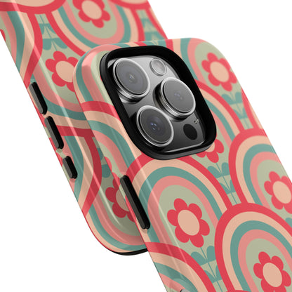 Retro Floral Rainbow Phone Case – Vintage Aesthetic for iPhone, Samsung & Google Pixel
