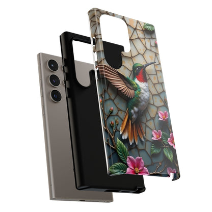 Vivid Hummingbird with Blossoming Branches | Artistic Mosaic Style