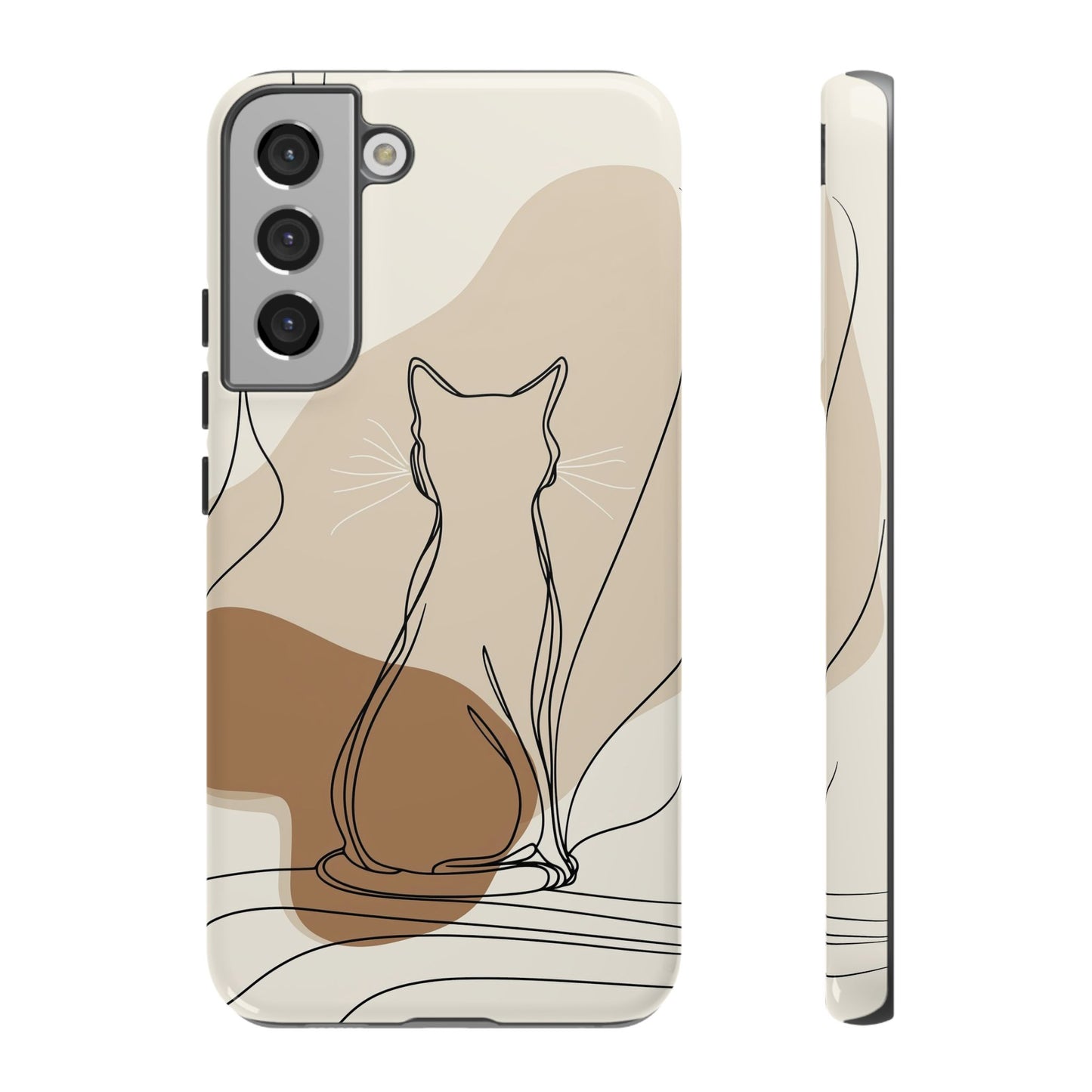 Minimalist Cat Silhouette: Elegant Line Art Phone Case for iPhone, Samsung & Pixel