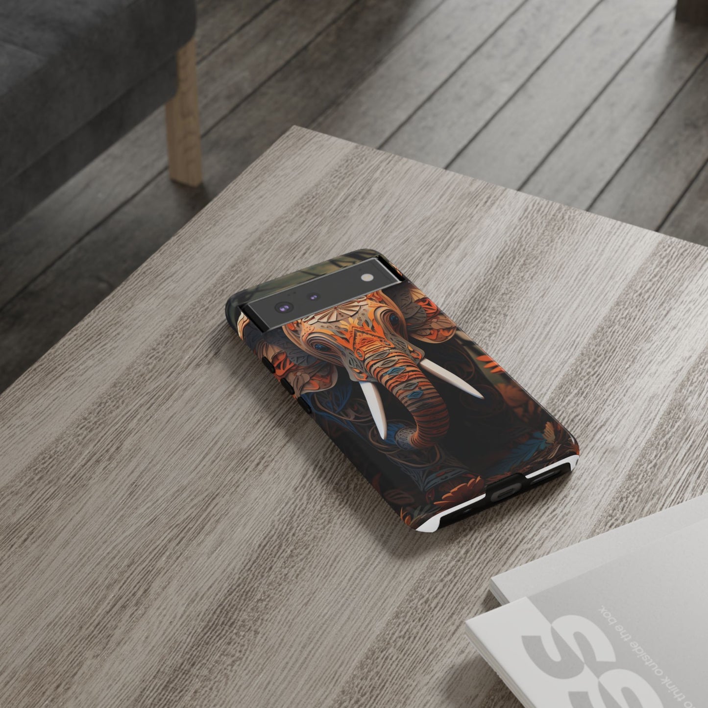 Elegant Artistic Elephant Mobile Cover – Intricate Paper-Cut Design
