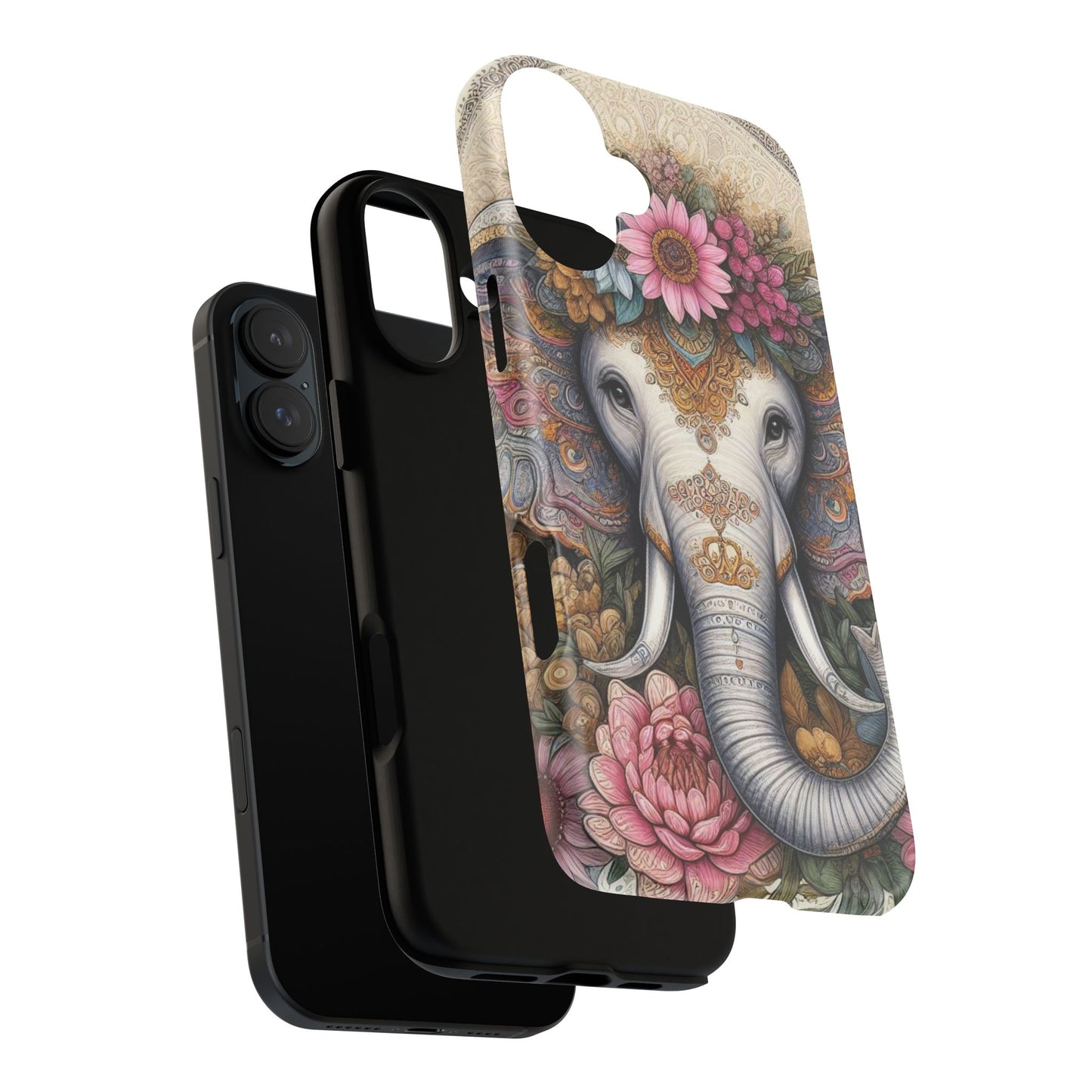 Elegant Floral Elephant Mobile Cover – Royal Mandala Art