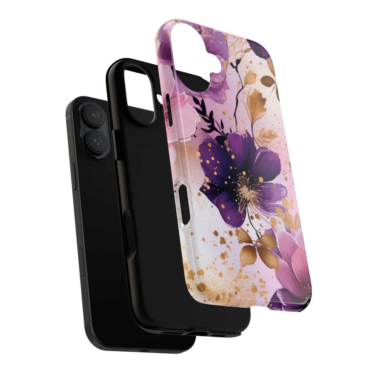 Luxury Purple & Gold Floral Aesthetic Mobile Case