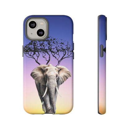 Surreal Elephant Tree Mobile Cover – Dreamy Sunset Fantasy