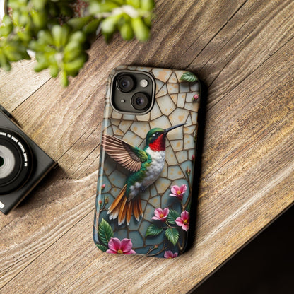 Vivid Hummingbird with Blossoming Branches | Artistic Mosaic Style