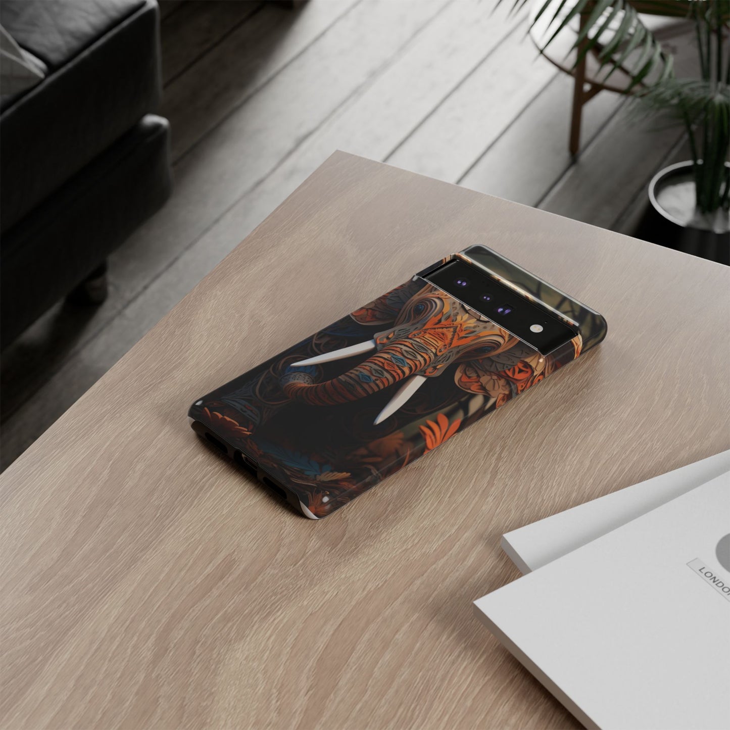 Elegant Artistic Elephant Mobile Cover – Intricate Paper-Cut Design