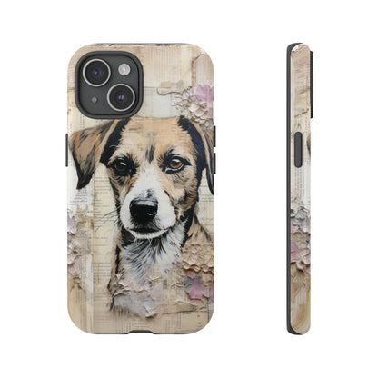 Vintage Collage Dog Portrait Mobile Cover – Artistic Mixed Media Design