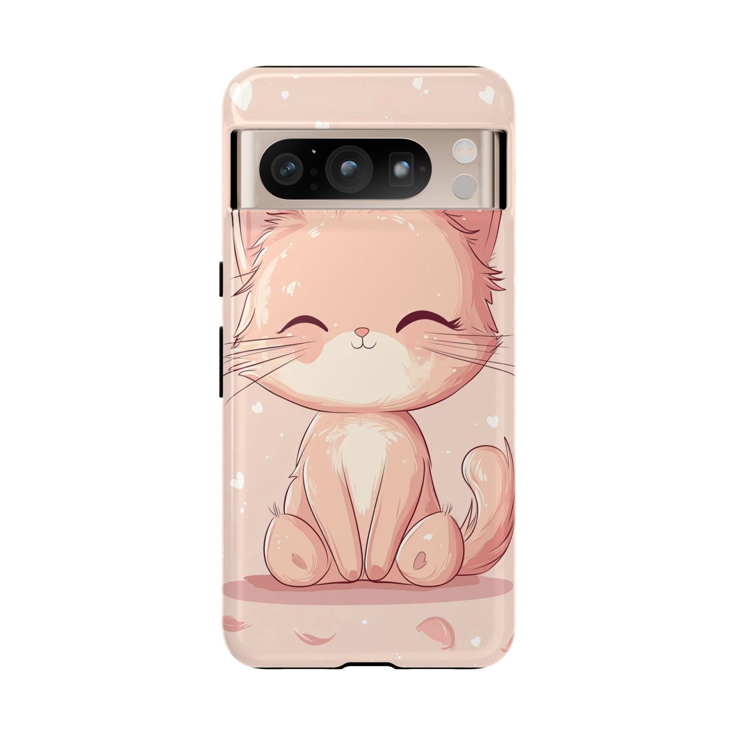 Kawaii Blush Kitty – Chibi Anime Cat Phone Case for iPhone, Samsung & Pixel