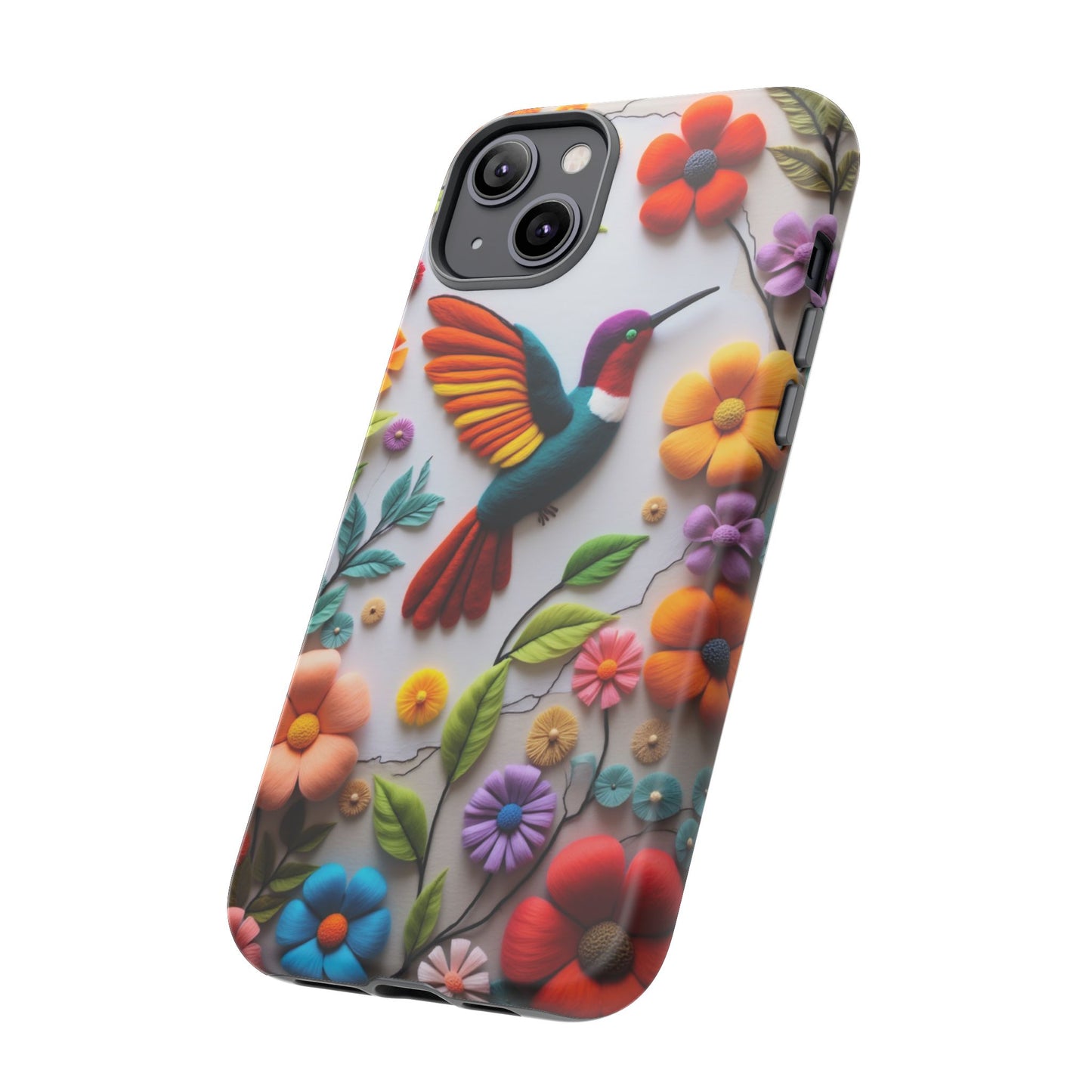 Embroidered Hummingbird with Floral Design | Nature's Elegant Stitch