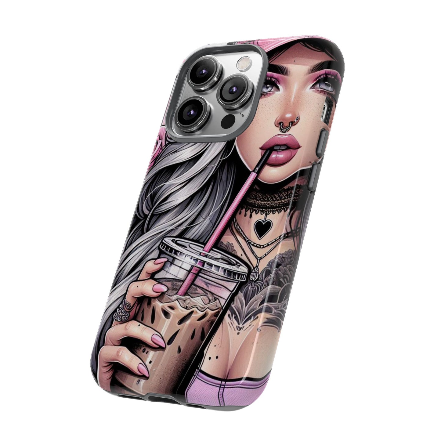 Pink Aesthetic Rebel – Iced Coffee & Inked Beauty Mobile Cover