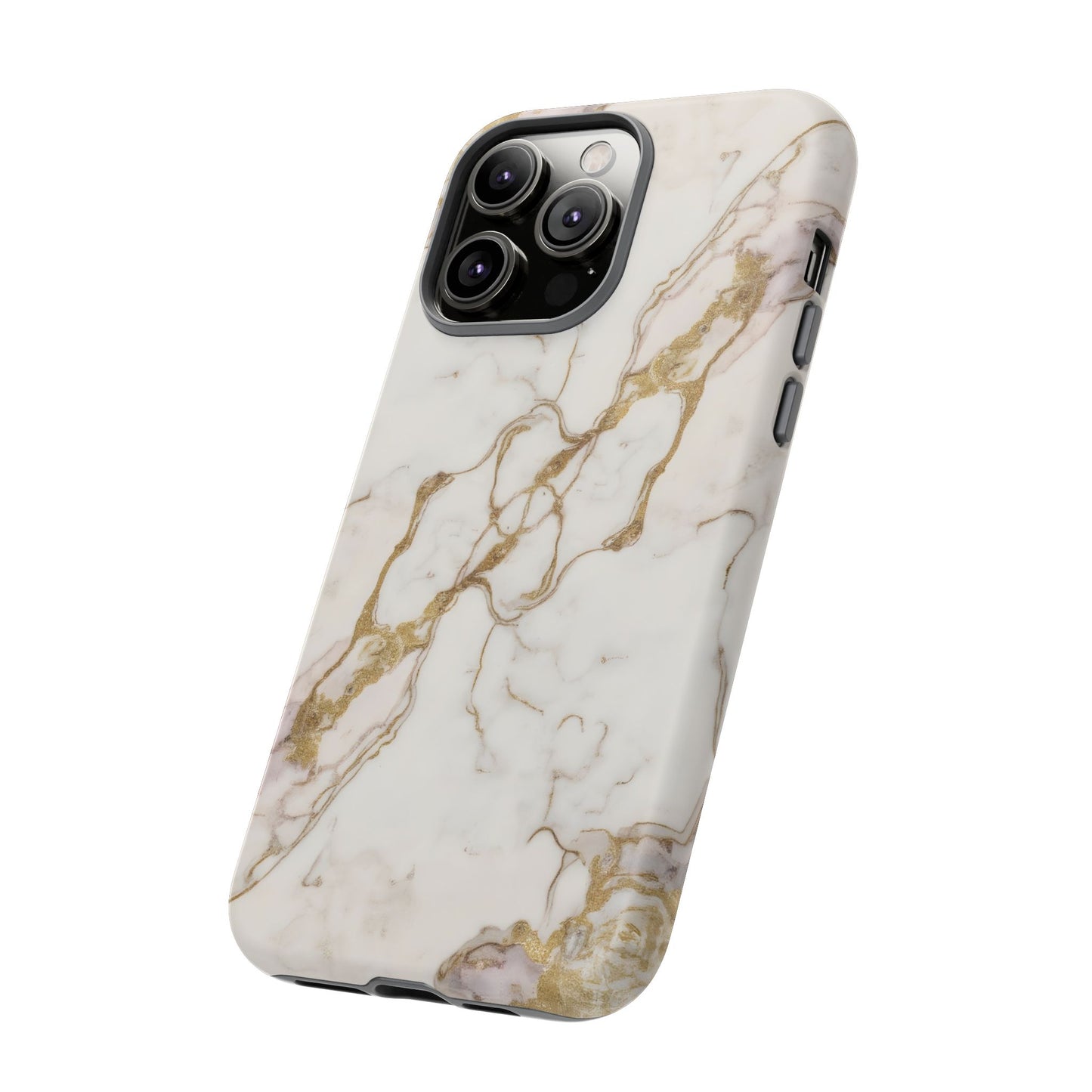 Elegant White and Gold Marble Case Design