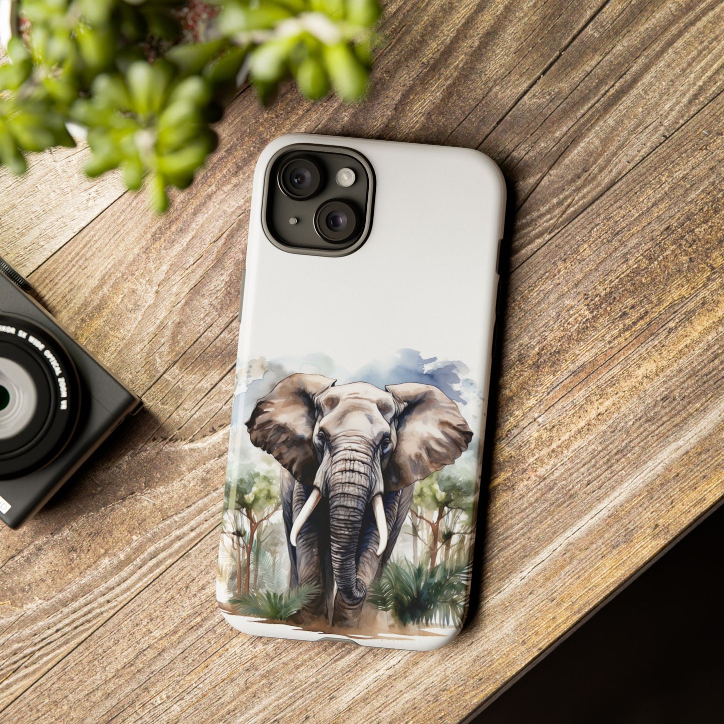 Majestic Watercolor Elephant Mobile Cover – Artistic Wildlife Design