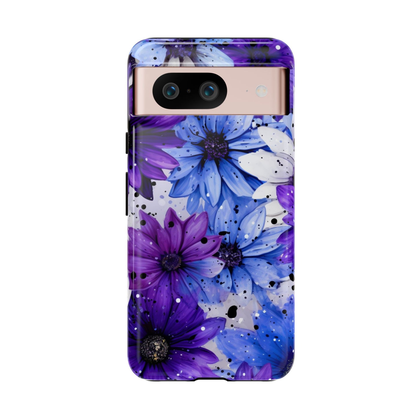 Blue & Purple Floral Splash Mobile Cover – Elegant Artistic Flowers