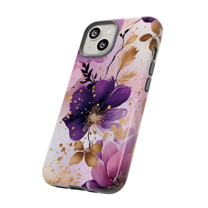 Luxury Purple & Gold Floral Aesthetic Mobile Case