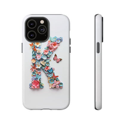Floral Letter K Phone Case – Personalized Aesthetic Cover for iPhone, Samsung & Google Pixel