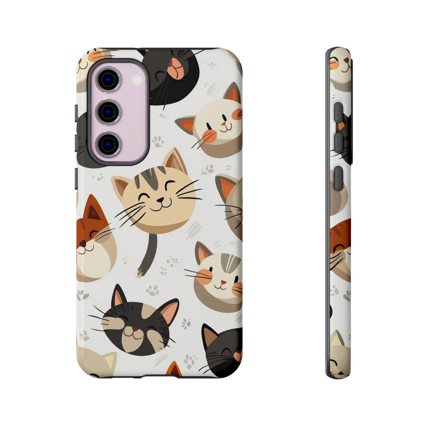 Cute Cat Faces Phone Case – Kawaii Anime Style for iPhone, Samsung & Google Pixel, Fun and Playful Cat Design
