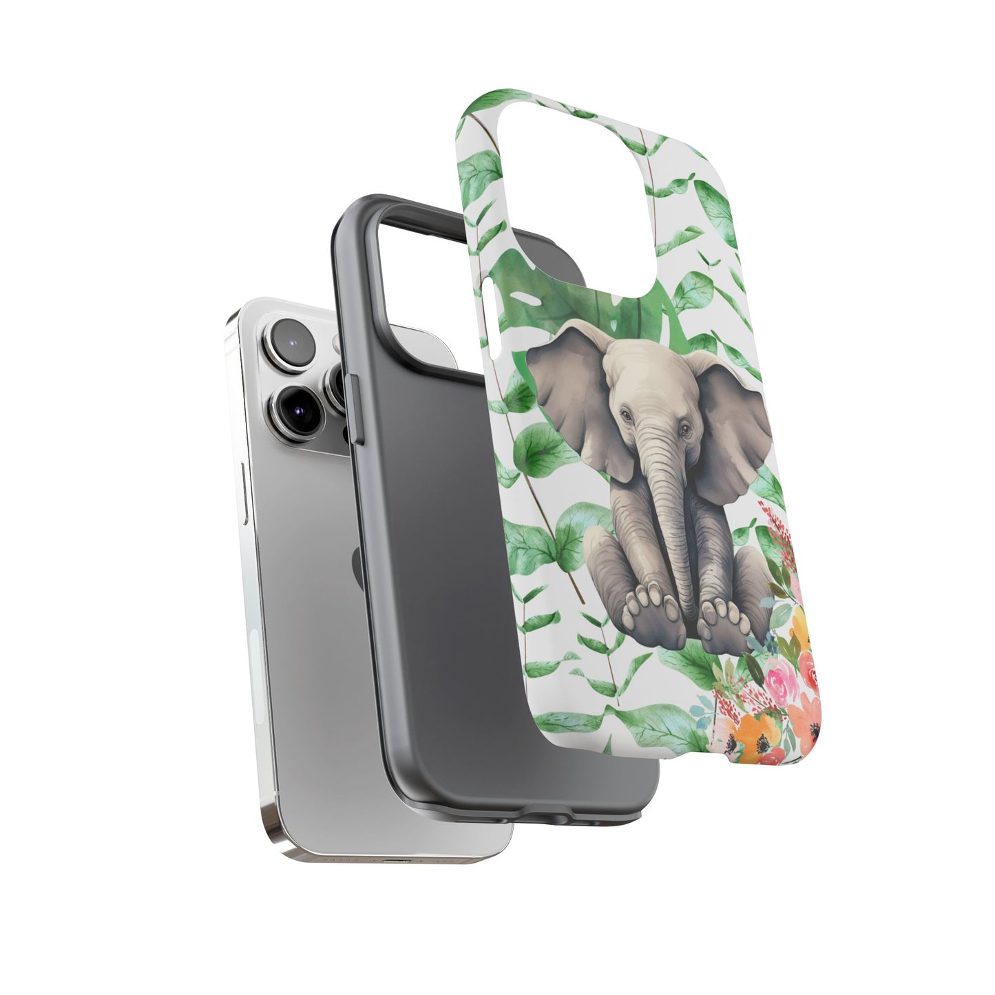 Cute Baby Elephant Mobile Cover – Floral & Tropical Aesthetic