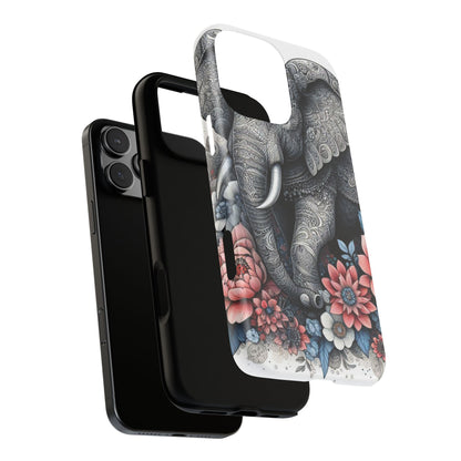 Mandala Elephant Mobile Cover – Elegant Black & White Floral Art