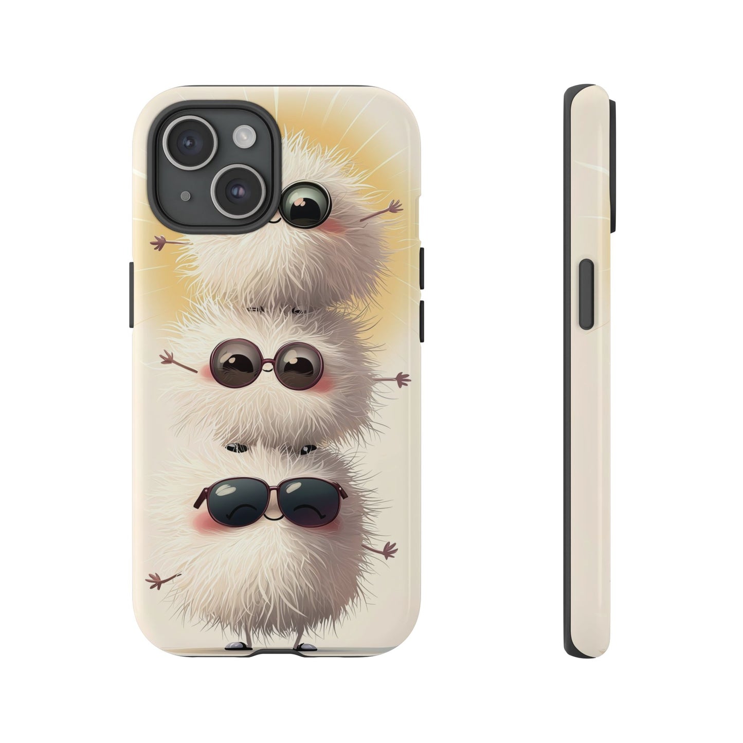 Stacked Fluff Squad Phone Case – Kawaii Anime Creatures with Sunglasses, iPhone, Samsung & Google Pixel Case