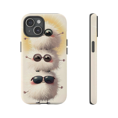 Stacked Fluff Squad Phone Case – Kawaii Anime Creatures with Sunglasses, iPhone, Samsung & Google Pixel Case