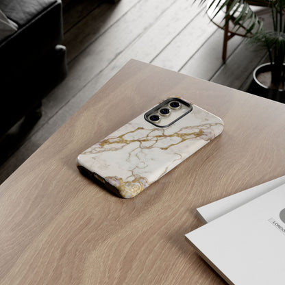 Elegant White and Gold Marble Case Design