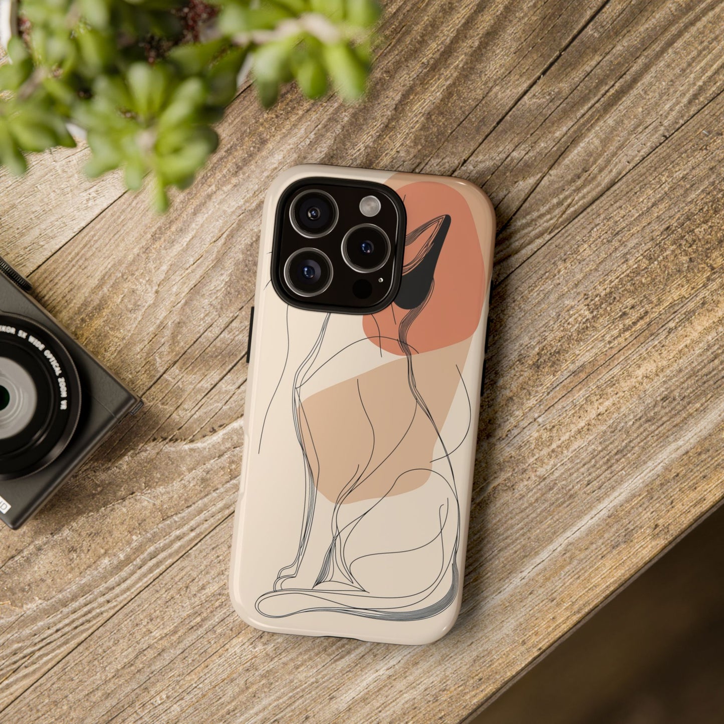 Graceful Cat Outline: Abstract Whiskered Beauty Phone Case for iPhone, Samsung & Pixel