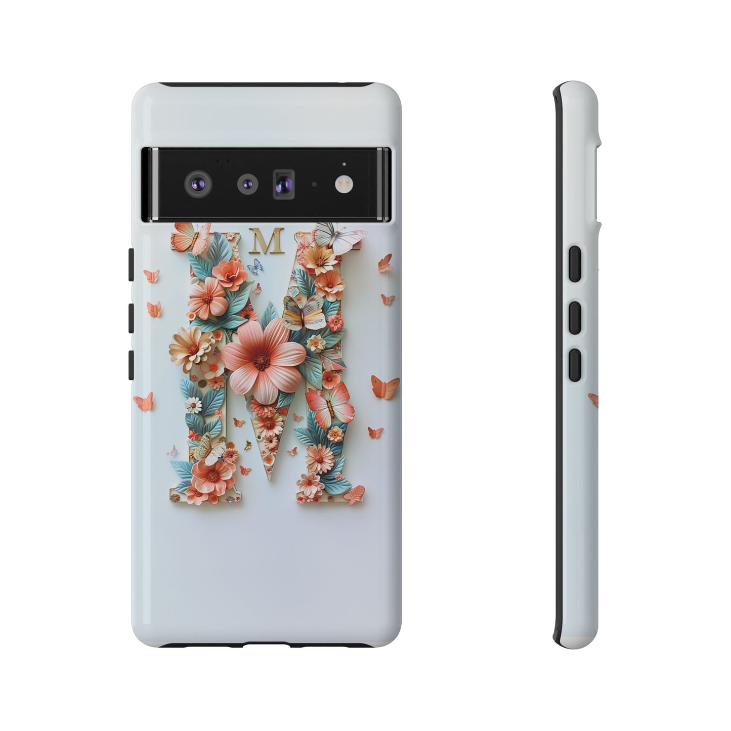 Floral Letter M Phone Case – Personalized Aesthetic Cover for iPhone, Samsung & Google Pixel