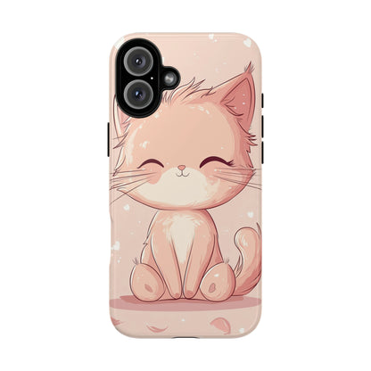 Kawaii Blush Kitty – Chibi Anime Cat Phone Case for iPhone, Samsung & Pixel