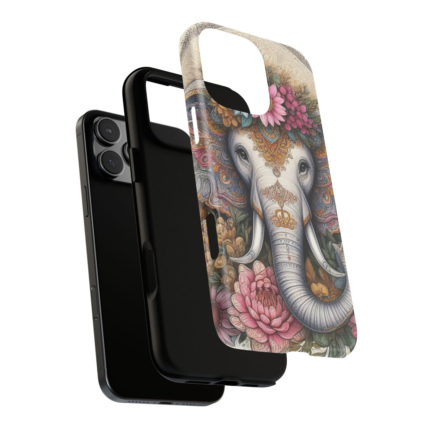 Elegant Floral Elephant Mobile Cover – Royal Mandala Art